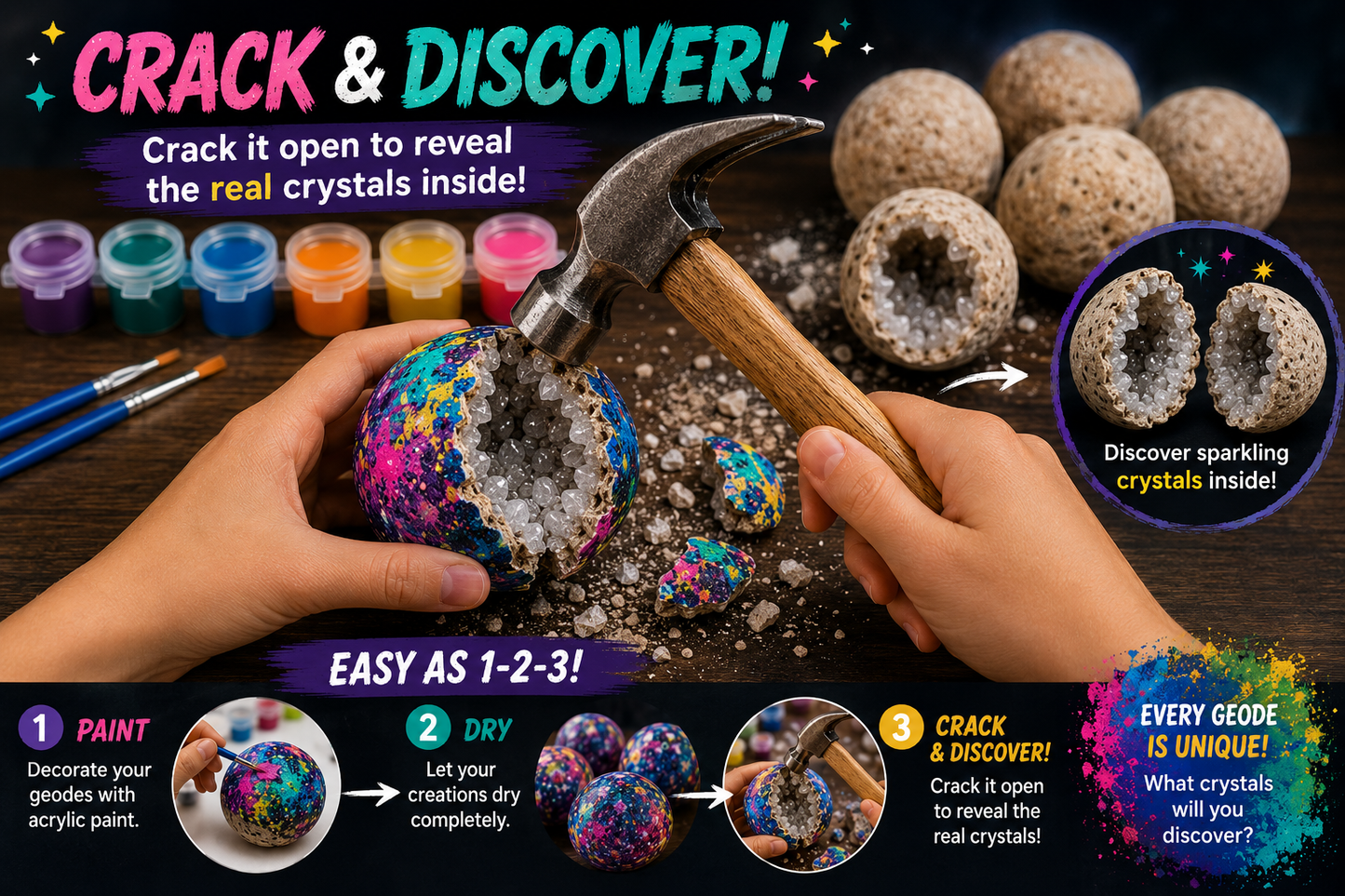 Earth Blings Geode Paint Party