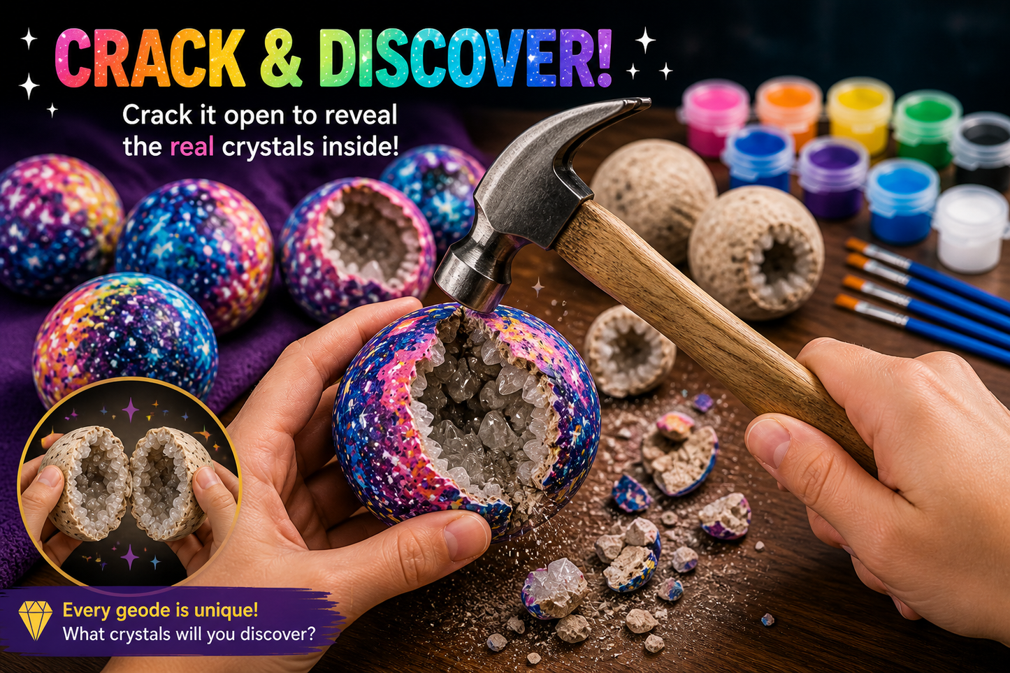 Earth Blings Geode Paint Party